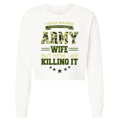 Army Wife Killing It Quote Cropped Pullover Crew
