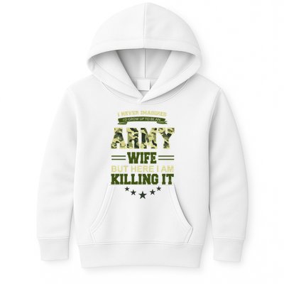 Army Wife Killing It Quote Kids Hoodie