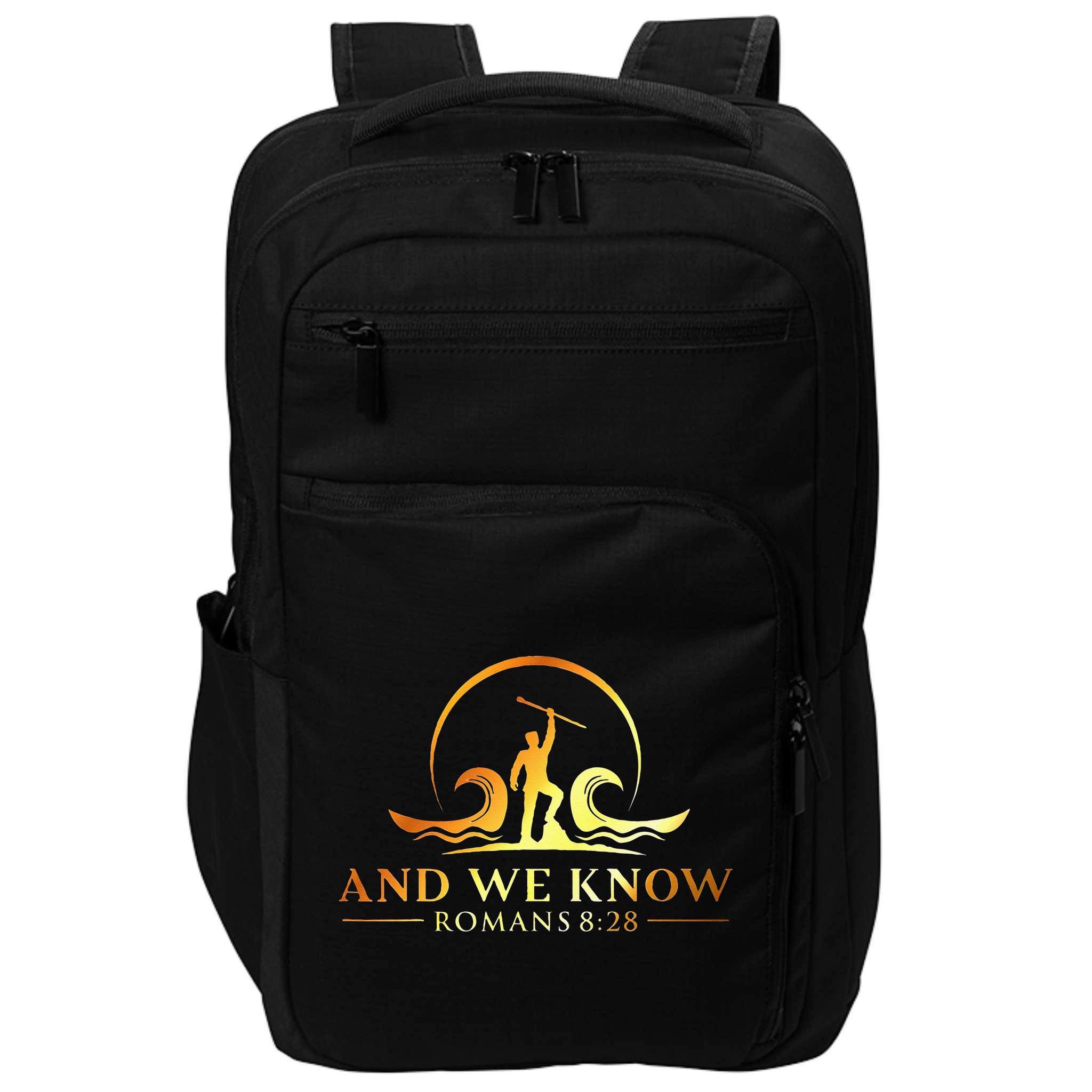And We Know Romans 828 Bible Verse Christian Costume Impact Tech Backpack