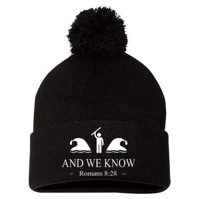 And We Know Romans 828 Bible Verse Christian Pom Pom 12in Knit Beanie