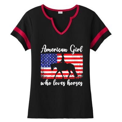 American  who loves horses dressage rider Ladies Halftime Notch Neck Tee