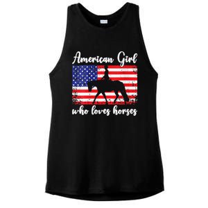 American  who loves horses dressage rider Ladies PosiCharge Tri-Blend Wicking Tank