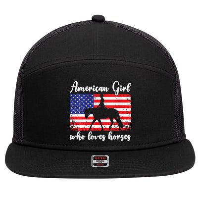 American  who loves horses dressage rider 7 Panel Mesh Trucker Snapback Hat