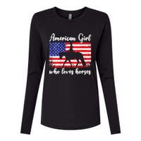 American  who loves horses dressage rider Womens Cotton Relaxed Long Sleeve T-Shirt