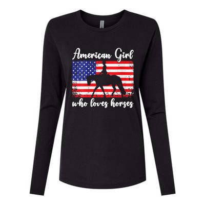 American  who loves horses dressage rider Womens Cotton Relaxed Long Sleeve T-Shirt