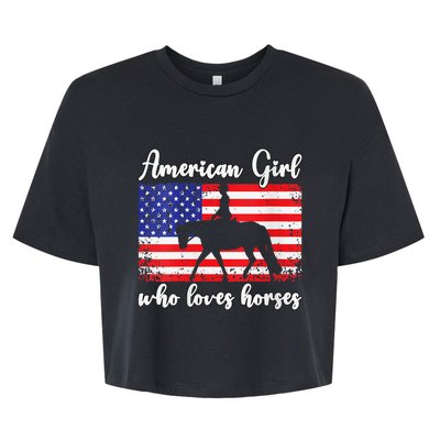 American  who loves horses dressage rider Bella+Canvas Jersey Crop Tee