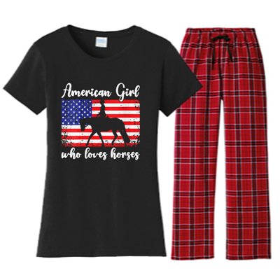 American  who loves horses dressage rider Women's Flannel Pajama Set