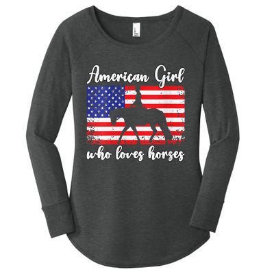 American  who loves horses dressage rider Women's Perfect Tri Tunic Long Sleeve Shirt