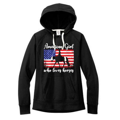 American  who loves horses dressage rider Women's Fleece Hoodie