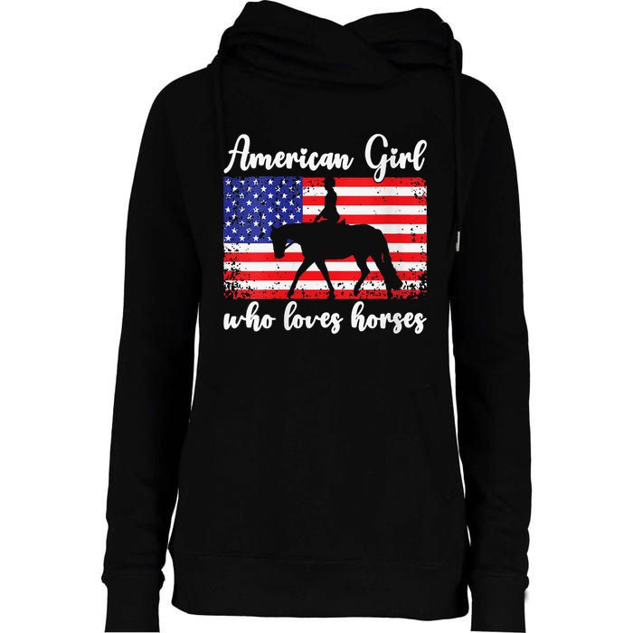 American  who loves horses dressage rider Womens Funnel Neck Pullover Hood