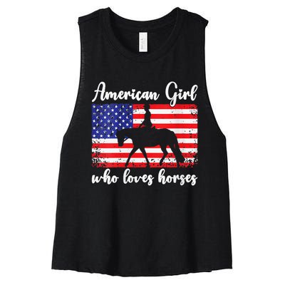 American  who loves horses dressage rider Women's Racerback Cropped Tank