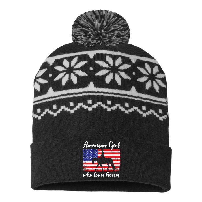 American  who loves horses dressage rider USA-Made Snowflake Beanie