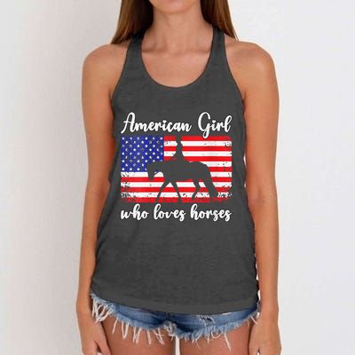 American  who loves horses dressage rider Women's Knotted Racerback Tank