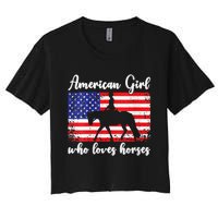 American  who loves horses dressage rider Women's Crop Top Tee