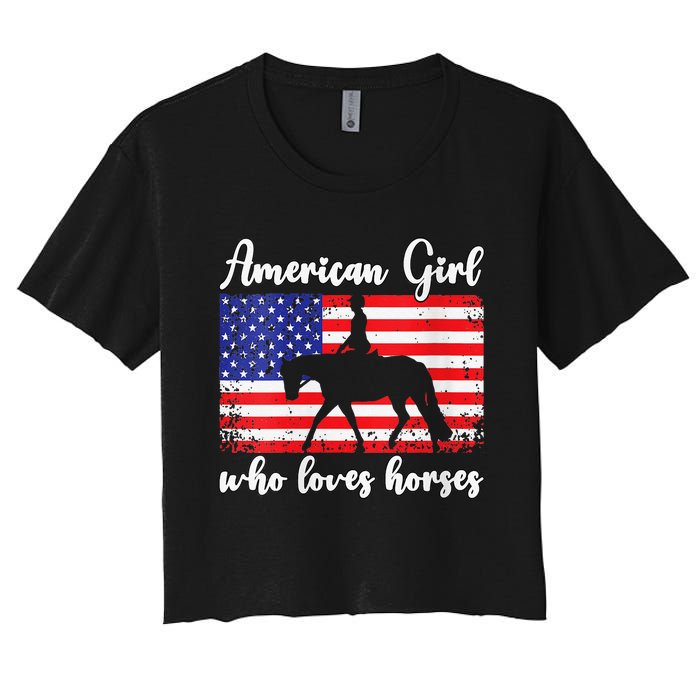 American  who loves horses dressage rider Women's Crop Top Tee