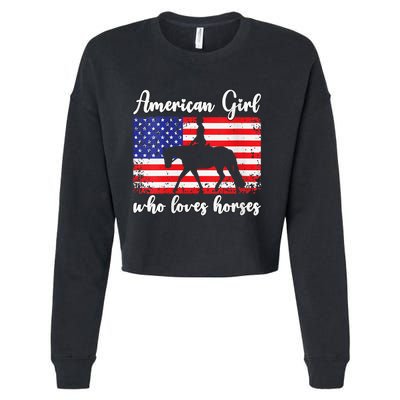 American  who loves horses dressage rider Cropped Pullover Crew