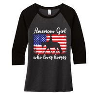 American  who loves horses dressage rider Women's Tri-Blend 3/4-Sleeve Raglan Shirt