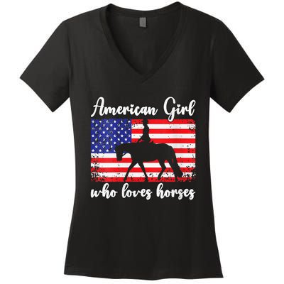 American  who loves horses dressage rider Women's V-Neck T-Shirt