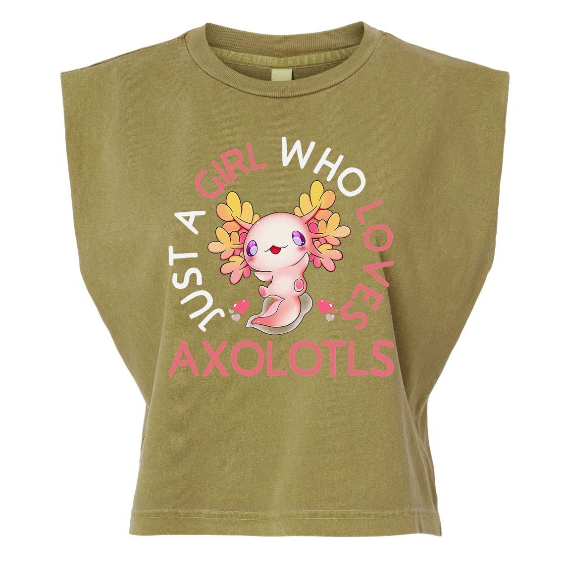 Axolotl  Who Loves Axolotls Cute Teen Girls Pink  Garment-Dyed Women's Muscle Tee