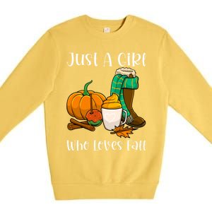 A Who Loves Fall Autumn Season Pumpkin Spice Latte Funny Gift Premium Crewneck Sweatshirt