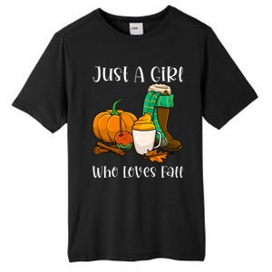 A Who Loves Fall Autumn Season Pumpkin Spice Latte Funny Gift Tall Fusion ChromaSoft Performance T-Shirt