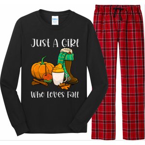 A Who Loves Fall Autumn Season Pumpkin Spice Latte Funny Gift Long Sleeve Pajama Set