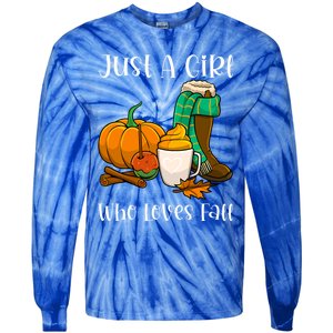 A Who Loves Fall Autumn Season Pumpkin Spice Latte Funny Gift Tie-Dye Long Sleeve Shirt