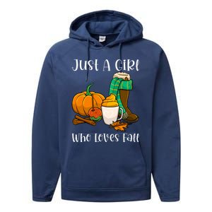 A Who Loves Fall Autumn Season Pumpkin Spice Latte Funny Gift Performance Fleece Hoodie