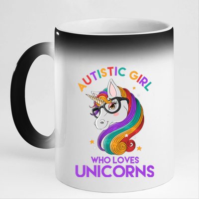 Autistic Who Loves Unicorns 11oz Black Color Changing Mug