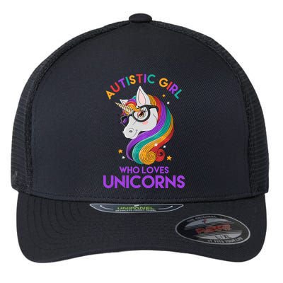 Autistic Who Loves Unicorns Flexfit Unipanel Trucker Cap