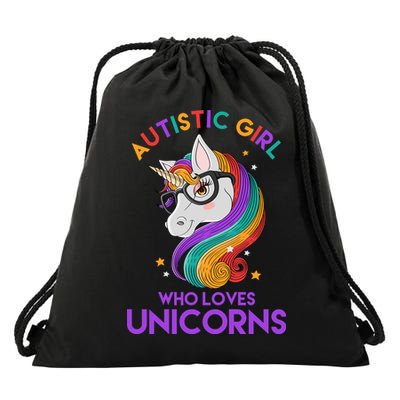 Autistic Who Loves Unicorns Drawstring Bag