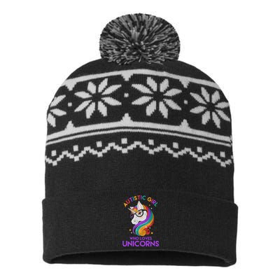 Autistic Who Loves Unicorns USA-Made Snowflake Beanie