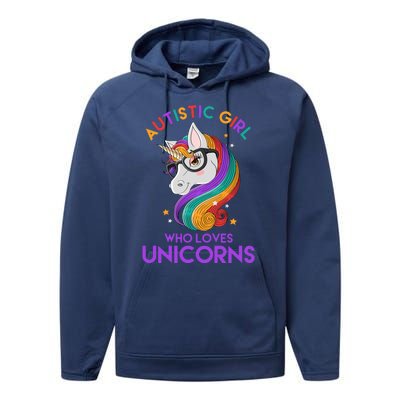 Autistic Who Loves Unicorns Performance Fleece Hoodie