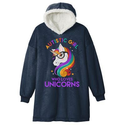 Autistic Who Loves Unicorns Hooded Wearable Blanket