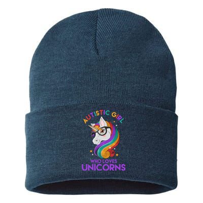 Autistic Who Loves Unicorns Sustainable Knit Beanie