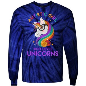 Autistic Who Loves Unicorns Tie-Dye Long Sleeve Shirt