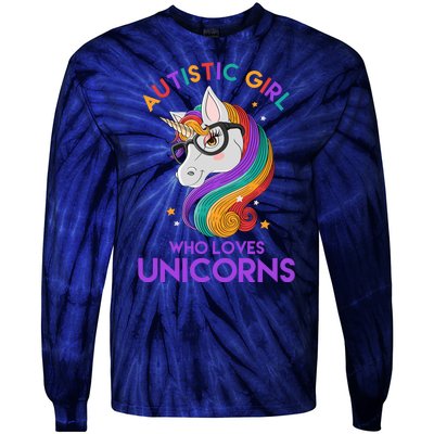 Autistic Who Loves Unicorns Tie-Dye Long Sleeve Shirt