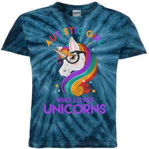 Autistic Who Loves Unicorns Kids Tie-Dye T-Shirt