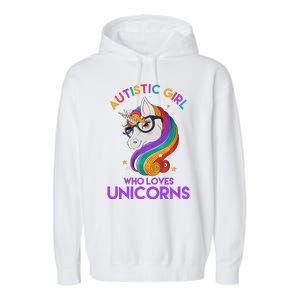 Autistic Who Loves Unicorns Garment-Dyed Fleece Hoodie