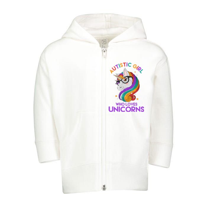 Autistic Who Loves Unicorns Toddler Zip Fleece Hoodie