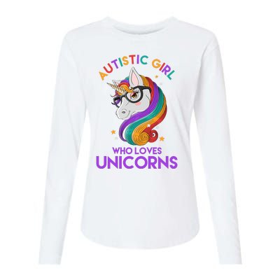 Autistic Who Loves Unicorns Womens Cotton Relaxed Long Sleeve T-Shirt