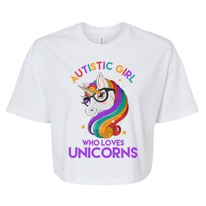 Autistic Who Loves Unicorns Bella+Canvas Jersey Crop Tee