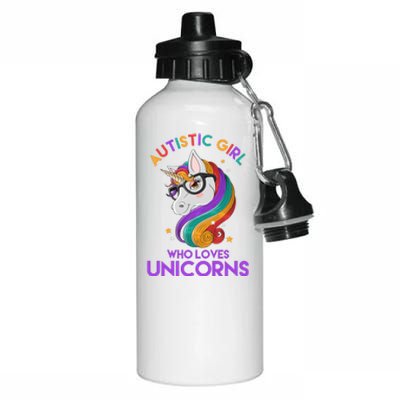 Autistic Who Loves Unicorns Aluminum Water Bottle