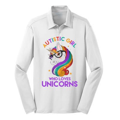 Autistic Who Loves Unicorns Silk Touch Performance Long Sleeve Polo