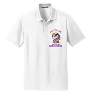 Autistic Who Loves Unicorns Dry Zone Grid Polo