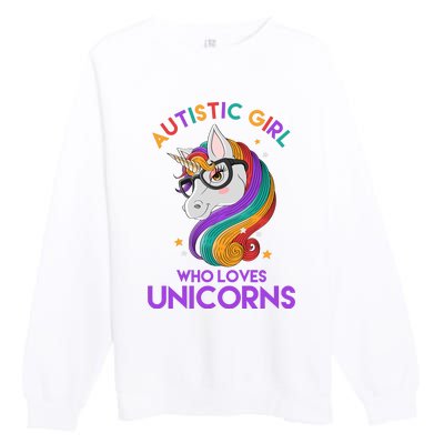 Autistic Who Loves Unicorns Premium Crewneck Sweatshirt