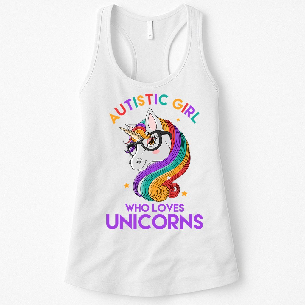 Autistic Who Loves Unicorns Womens Tank Top
