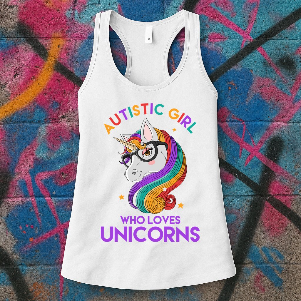 Autistic Who Loves Unicorns Womens Tank Top