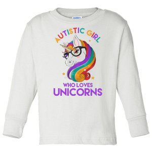 Autistic Who Loves Unicorns Toddler Long Sleeve Shirt