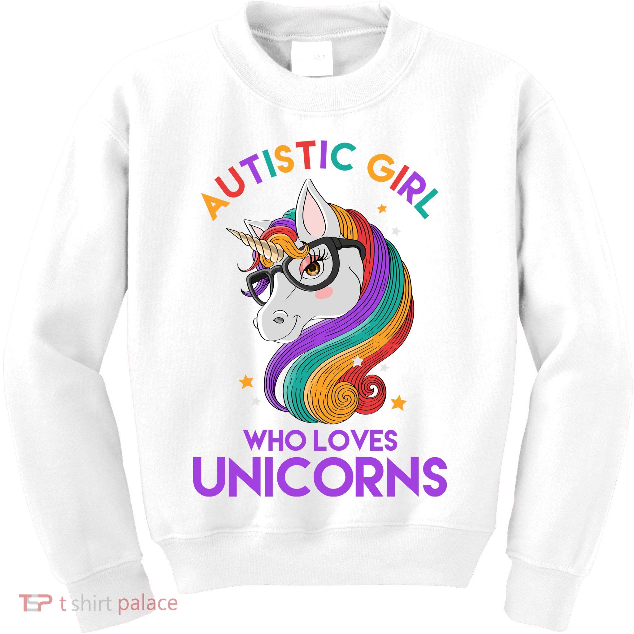 Autistic Who Loves Unicorns Kids Sweatshirt